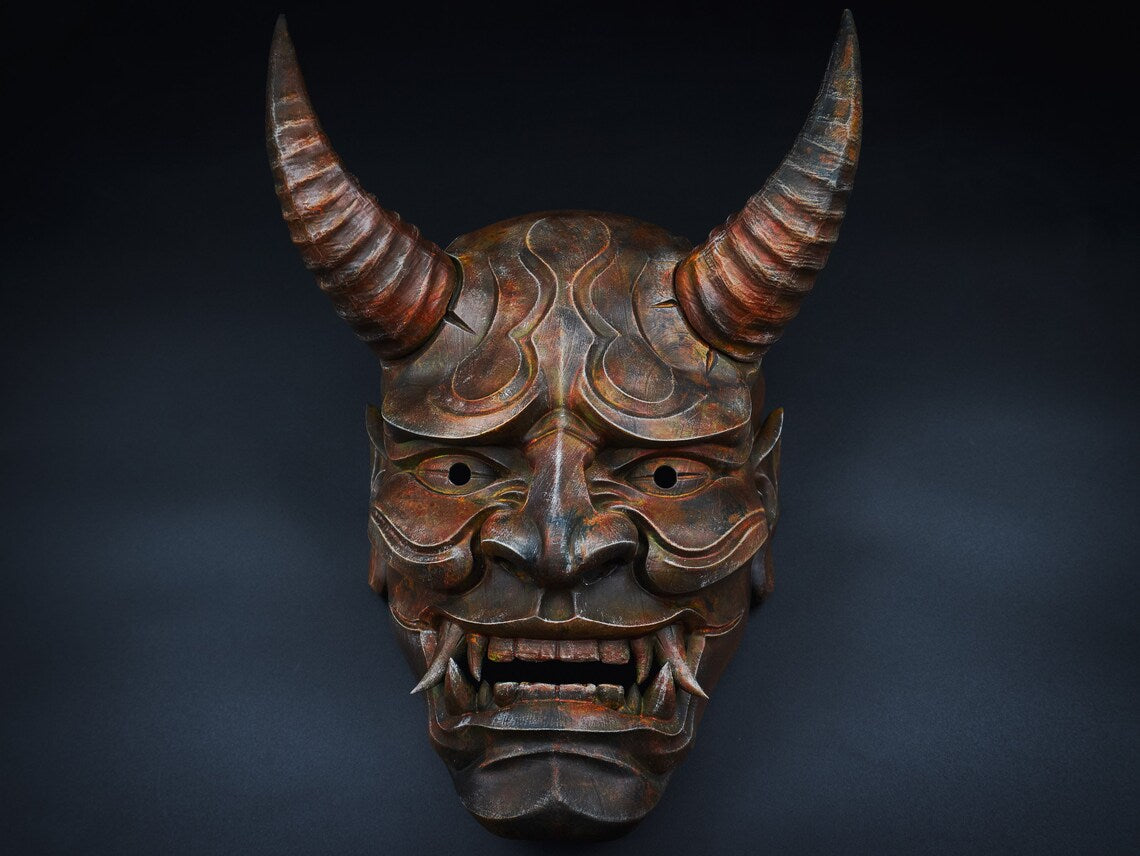 Dark Hannya Mask - Japanese Warior Mask - Hand Made