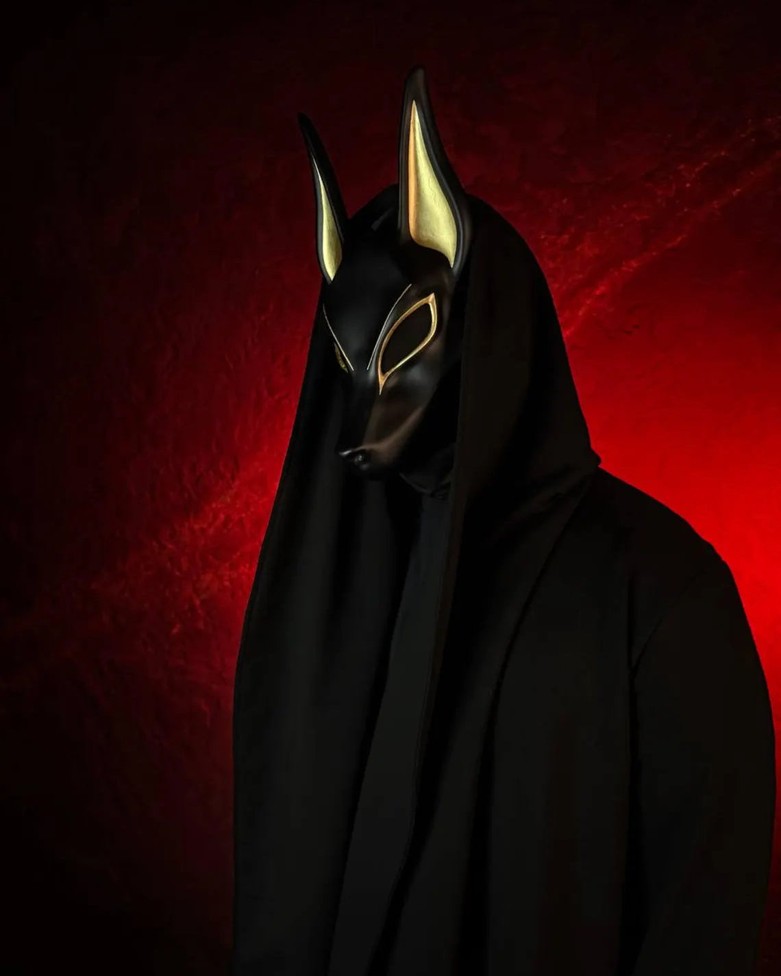 Egyptian Anubis Mask – Black & Gold