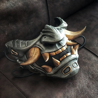 Oni Cyberpunk Half Mask Samurai
