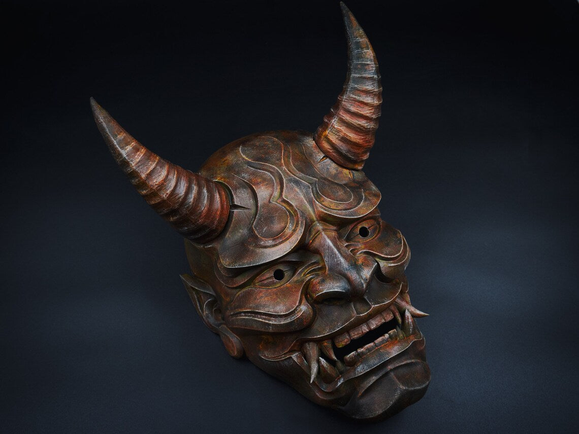 Dark Hannya Mask - Japanese Warior Mask - Hand Made