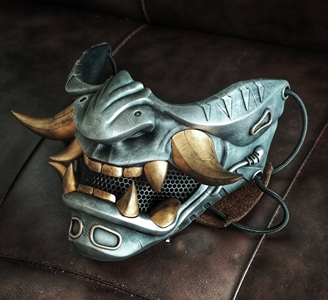 Oni Cyberpunk Half Mask Samurai