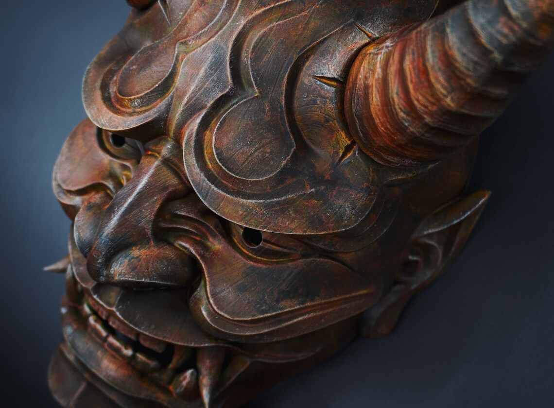 Dark Hannya Mask - Japanese Warior Mask - Hand Made