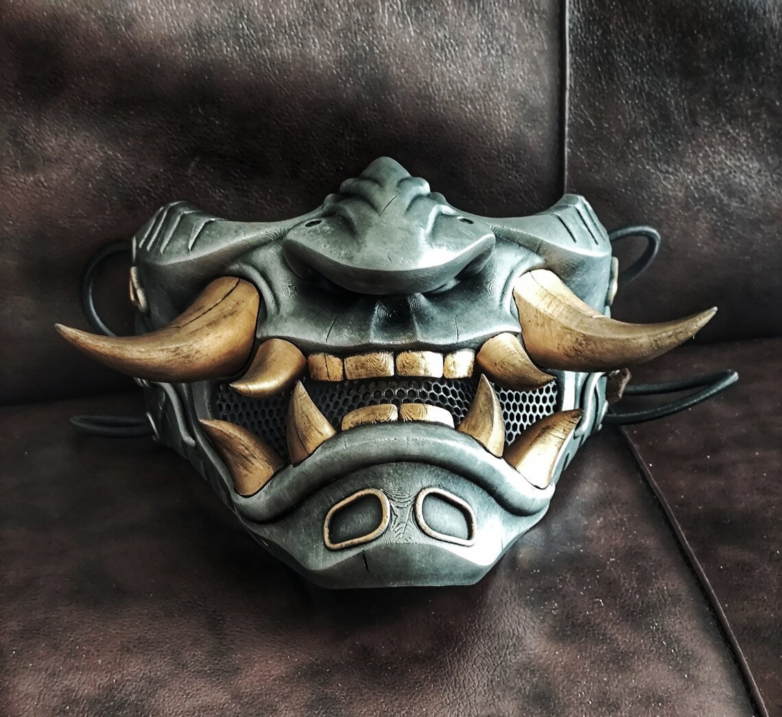 Oni Cyberpunk Half Mask Samurai