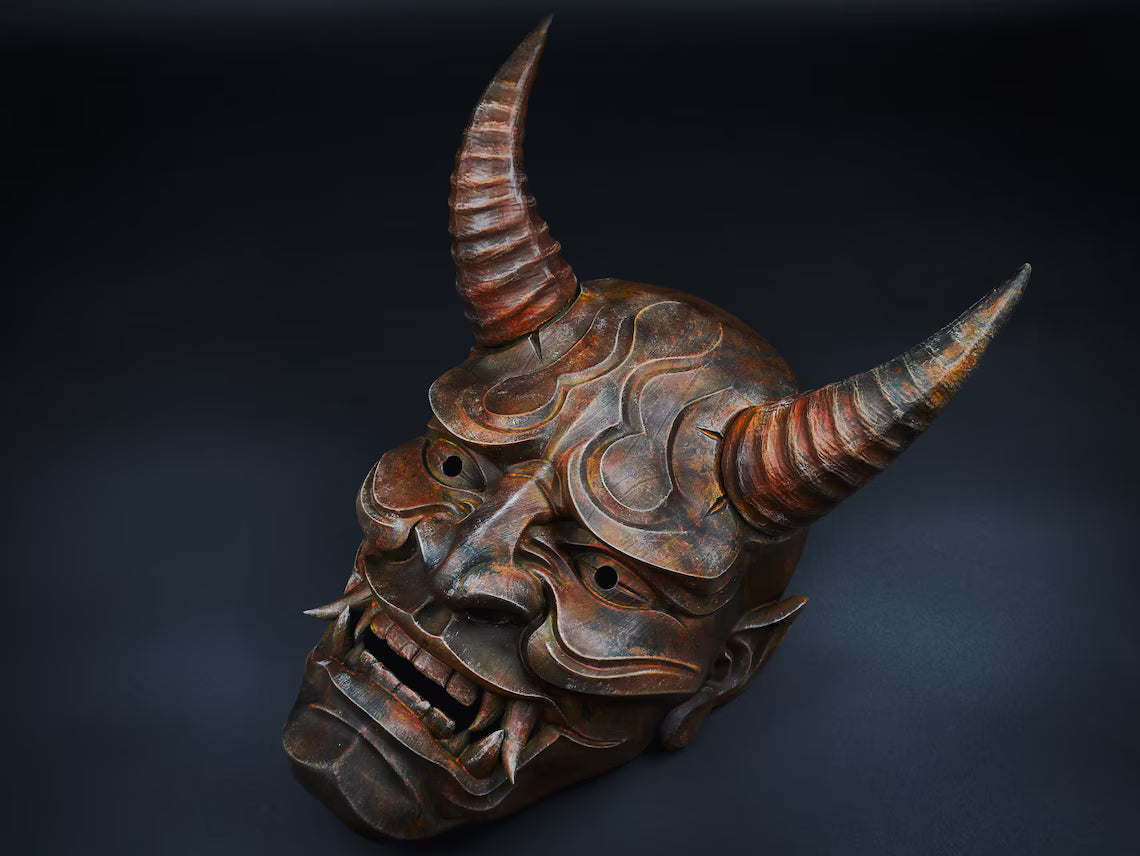 Dark Hannya Mask - Japanese Warior Mask - Hand Made
