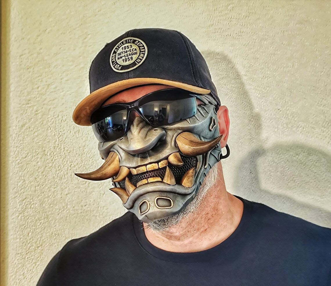 Oni Cyberpunk Half Mask Samurai