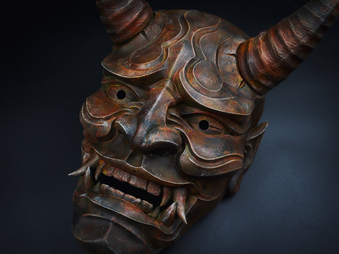 Dark Hannya Mask - Japanese Warior Mask - Hand Made