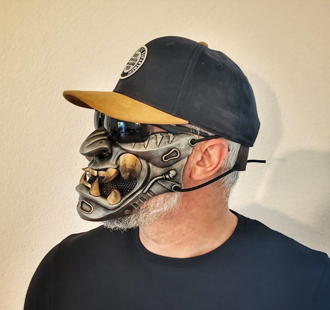 Oni Cyberpunk Half Mask Samurai
