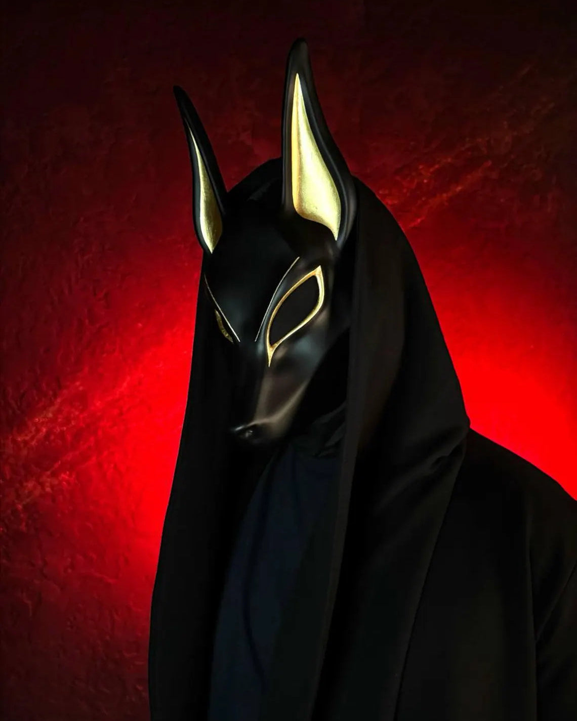 Egyptian Anubis Mask – Black & Gold